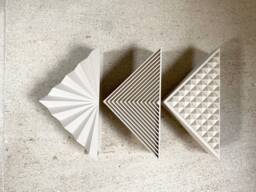 Modern Triangle Set Of 3 Wall Planter Matte Oatmeal Finish - thumbnail 1