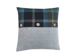 Balmoral Handmade Tartan Plaid Throw Pillow Cover Teal, Black, & Grey - thumbnail 1