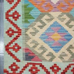 Heritage Tribal Runner Rug, Handmade Artisan Afghan Turkish Aztec Navajo Wool Kilim Rug 420x84 cm - thumbnail 2