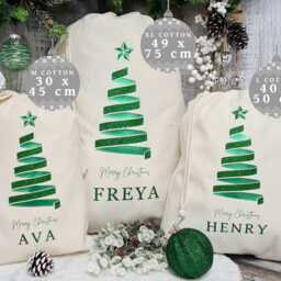 Personalised Santa Sack, Green Christmas Bag, Decor, Adults Sack, Xmas, Stocking - thumbnail 2