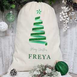 Personalised Santa Sack, Green Christmas Bag, Decor, Adults Sack, Xmas, Stocking - thumbnail 4
