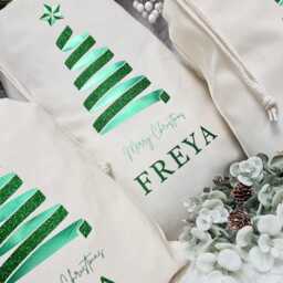 Personalised Santa Sack, Green Christmas Bag, Decor, Adults Sack, Xmas, Stocking - thumbnail 3