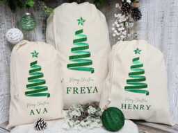 Personalised Santa Sack, Green Christmas Bag, Decor, Adults Sack, Xmas, Stocking - thumbnail 1