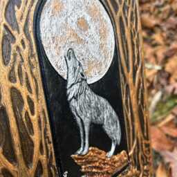 Call Of The Wild - Cast Paper Wolf Howling At Moon Big Handmade -Silver Wolf White - thumbnail 3