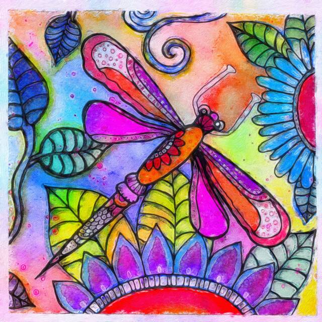 The Life Of The Dragonfly Print Garden Flowers