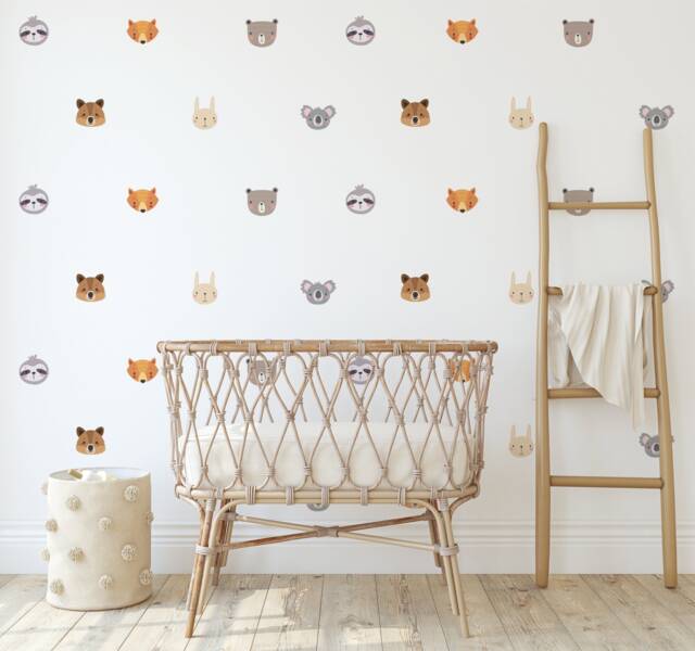 Kids Wall Decal Cute Little Safari Animal Sticker Nursery Forest Set Decals - image 1