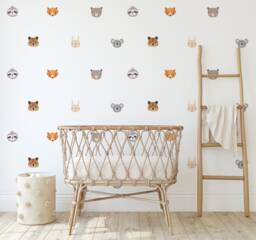 Kids Wall Decal Cute Little Safari Animal Sticker Nursery Forest Set Decals - thumbnail 1