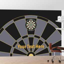 Darts Full Wall Mural - Black Grey & Gold Board With Personalised Text Art - thumbnail 3