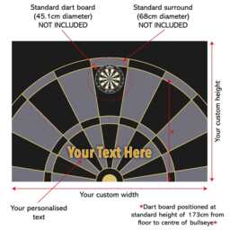 Darts Full Wall Mural - Black Grey & Gold Board With Personalised Text Art - thumbnail 2