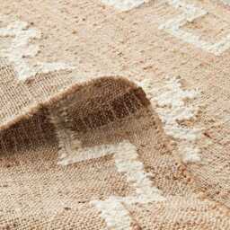 Handwoven Jute Rug With White Flower Boho Bohemian Decor , Handwoven 8x10, Reversible Cotton Carpet - thumbnail 2