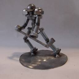 Hockey Player, Metal Bolt Figurine, Athlete, Ice Skate Art Sports - thumbnail 4