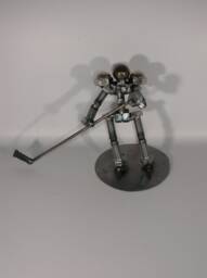 Hockey Player, Metal Bolt Figurine, Athlete, Ice Skate Art Sports - thumbnail 1