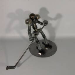 Hockey Player, Metal Bolt Figurine, Athlete, Ice Skate Art Sports - thumbnail 2