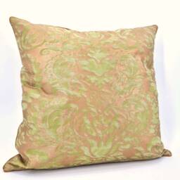 Fortuny Fabric Throw Pillow Case in Bayou Green & Gold Sevigne Pattern - Made Italy - thumbnail 2