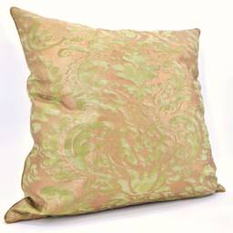 Fortuny Fabric Throw Pillow Case in Bayou Green & Gold Sevigne Pattern - Made Italy - thumbnail 4