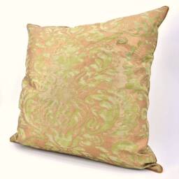 Fortuny Fabric Throw Pillow Case in Bayou Green & Gold Sevigne Pattern - Made Italy - thumbnail 3