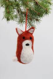 Felt Fox Christmas Ornament, Handmade Wool Holiday Decoration