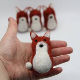 Felt Fox Christmas Ornament, Handmade Wool Holiday Decoration - thumbnail 2