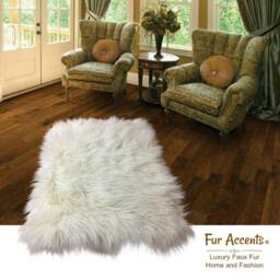 White Rectangle Shag Rug - Sheepskin Luxury Faux Fur Shaggy Soft Room Size Handmade Designer Rugs Accents Usa - thumbnail 2