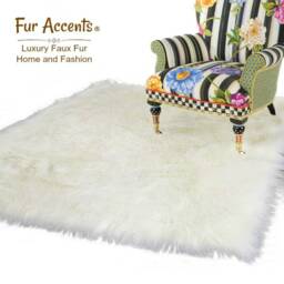 White Rectangle Shag Rug - Sheepskin Luxury Faux Fur Shaggy Soft Room Size Handmade Designer Rugs Accents Usa - thumbnail 4