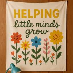 Classroom Tapestry Educational Flower Banner, Teacher Wall Decor