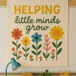 Classroom Tapestry Educational Flower Banner, Teacher Wall Decor - thumbnail 2