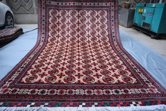 Turkmen Tekke Bukhara Rug, 6'4x9'5 Ft Afghan Hand Knotted Soft Wool Tribal Ersari Handmade Area Rugs For Living Room, Bedroom Rug - image 1
