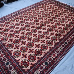 Turkmen Tekke Bukhara Rug, 6'4x9'5 Ft Afghan Hand Knotted Soft Wool Tribal Ersari Handmade Area Rugs For Living Room, Bedroom Rug - thumbnail 2