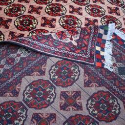 Turkmen Tekke Bukhara Rug, 6'4x9'5 Ft Afghan Hand Knotted Soft Wool Tribal Ersari Handmade Area Rugs For Living Room, Bedroom Rug - thumbnail 4