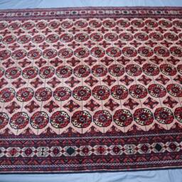 Turkmen Tekke Bukhara Rug, 6'4x9'5 Ft Afghan Hand Knotted Soft Wool Tribal Ersari Handmade Area Rugs For Living Room, Bedroom Rug - thumbnail 3