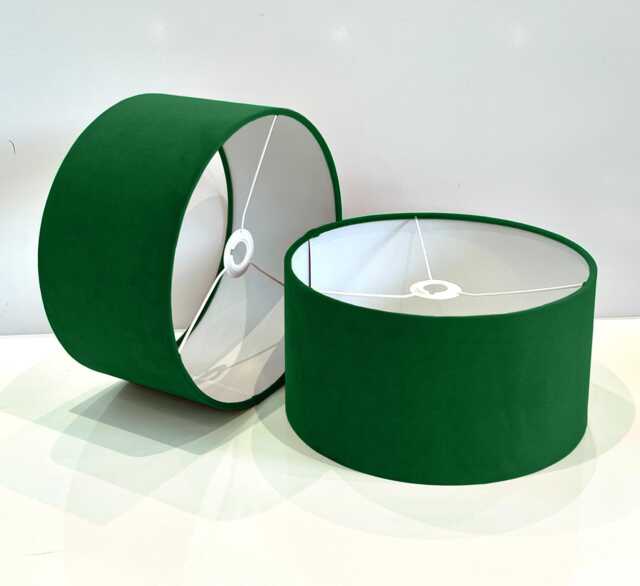 New Handmade Emerald Green Velvet Drum Lamp Shade Suitable For Tables & Ceilings With White Lining All Shapes Available Sizes On Demand - image 1