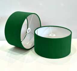 New Handmade Emerald Green Velvet Drum Lamp Shade Suitable For Tables & Ceilings With White Lining All Shapes Available Sizes On Demand