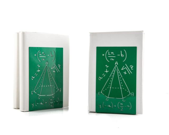 Pair Of Unique Design Metal Bookends, Mathematics, Science Bookends For Your Bookshelf - image 1