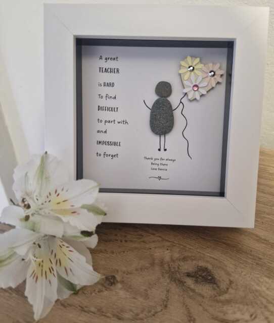 Teacher Gift. Or Classroom Assistant, Pebble Art Picture Framed Poem, Wall Art, Home Decor Personalised Gift. Mini Desk Frame - image 1