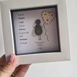 Teacher Gift. Or Classroom Assistant, Pebble Art Picture Framed Poem, Wall Art, Home Decor Personalised Gift. Mini Desk Frame - thumbnail 2