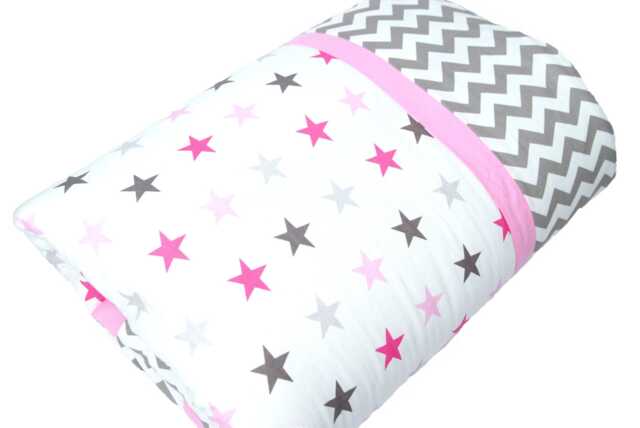 Playmat, Baby Blanket, Play Mat in Pink/Blue With Stars, 125 cm X cm, Thickly Padded, Handmade By Bab-Berlin - image 1