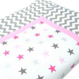 Playmat, Baby Blanket, Play Mat in Pink/Blue With Stars, 125 cm X cm, Thickly Padded, Handmade By Bab-Berlin - thumbnail 2