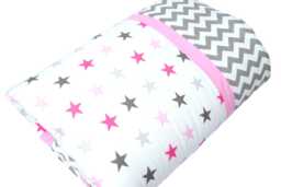 Playmat, Baby Blanket, Play Mat in Pink/Blue With Stars, 125 cm X cm, Thickly Padded, Handmade By Bab-Berlin - thumbnail 1