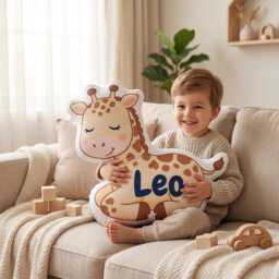 Giraffe Pillows, Baby Pillow, Kids Name Nursery Decor Shower Personalized Boy Pillow - thumbnail 3