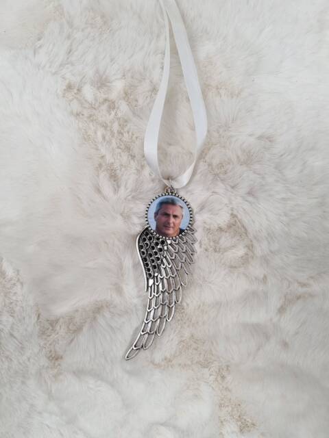 Hanging Angel Wings Decoration, Memorial Keyring, Christmas in Loving Memory - image 1
