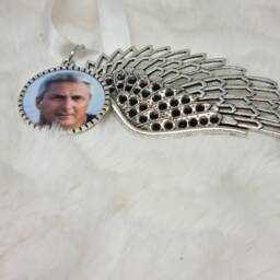 Hanging Angel Wings Decoration, Memorial Keyring, Christmas in Loving Memory - thumbnail 3