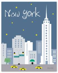 New York City Skyline Art Print, Nyc Nursery Art, Vertical - Style - E8-O-Ny2 Gray - thumbnail 1
