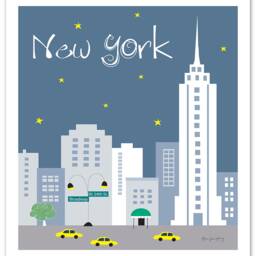New York City Skyline Art Print, Nyc Nursery Art, Vertical - Style - E8-O-Ny2 Gray - thumbnail 2