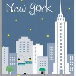 New York City Skyline Art Print, Nyc Nursery Art, Vertical - Style - E8-O-Ny2 Gray - thumbnail 3