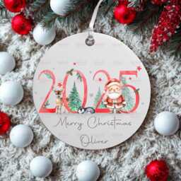 Personalised Kids Christmas Decoration - Grandson Gift Custom Bauble For Boys & Girls Stocking Filler Eve Box - thumbnail 1
