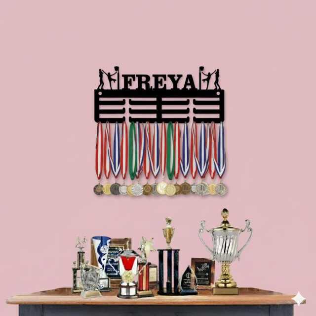Personalised Netball Medal Hanger Custom Wall Art Display Rack For Bedroom Sports Decor, Acrylic Hanger - image 1