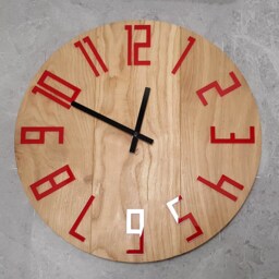 Large Wall Clock, Wood Oak, 16Inch Black&red, Modern Geometric Wall Clock, Oryginal Gift, Gloss Slim Red 40cm - thumbnail 4