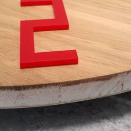 Large Wall Clock, Wood Oak, 16Inch Black&red, Modern Geometric Wall Clock, Oryginal Gift, Gloss Slim Red 40cm - thumbnail 3