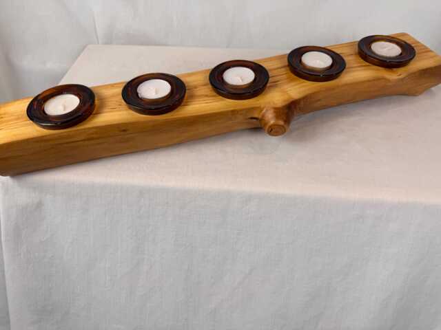 Aspen Log Candle Holder With 5 Tealights - image 1