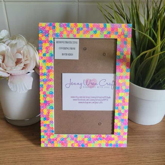 Colourful Neon Smiley Face Confetti Photo Frame 4 X 6 Inches - image 1
